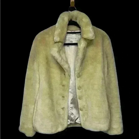 Vintage Liz Claiborne Cream Faux Fur Boho Chic Hippie Coat, size Small - Picture 3 of 9